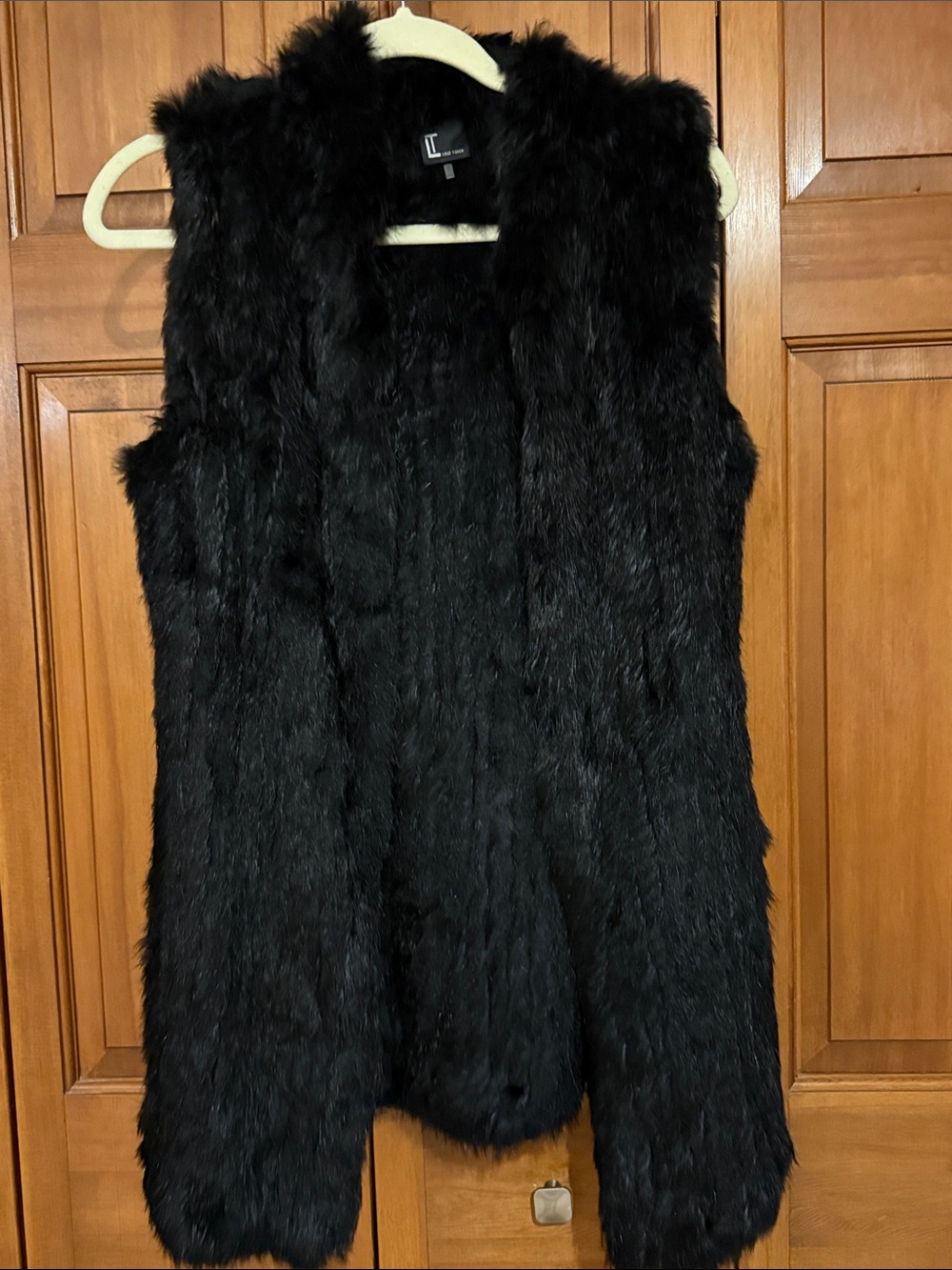 Love Token Black Women’s Rabbit Fur Long Vest